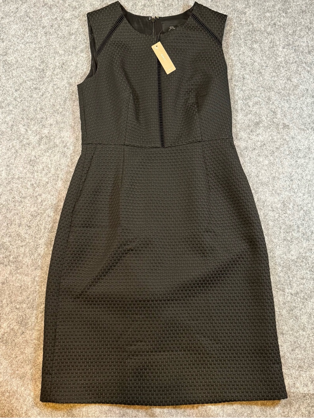 NWT J.Crew Portfolio Dress Black Textured Matelassé Sheath Size 8